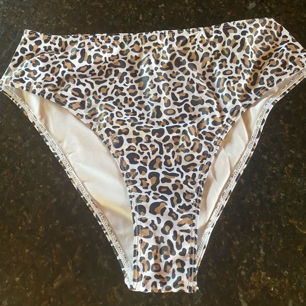 Pink Lily animal leopard print high waisted bikini swim bottoms